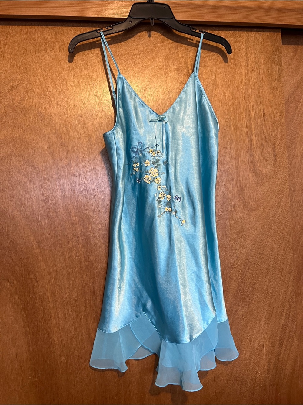 Baby Blue Satin Slip Dress Chemise y2k